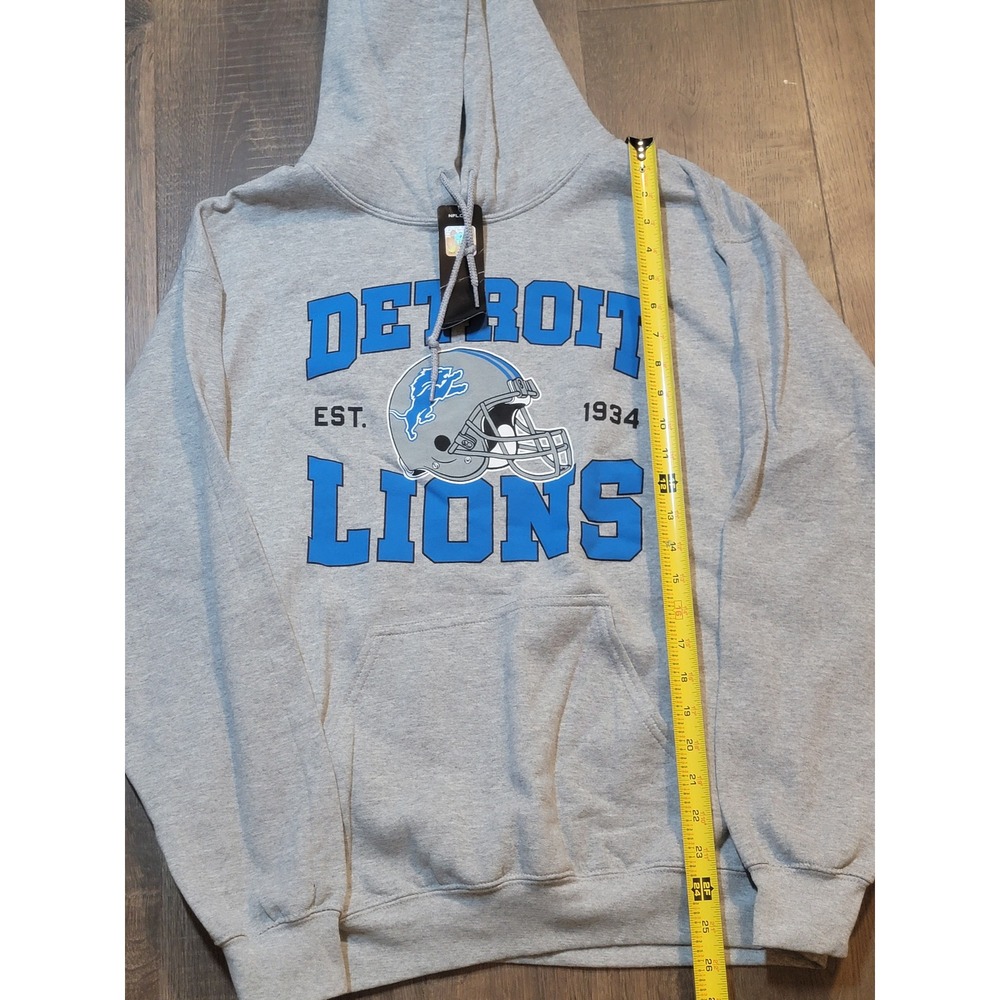 Detroit‎ Lions Hoodie NFL Football Team Apparel Mens Gray Pullover Sweatshirt